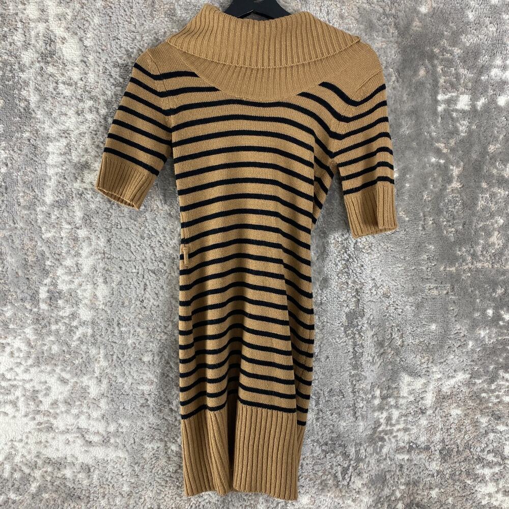 Body Central Size‎ S Striped Cowl Neck Sweater Dress Brown Short Sleeve